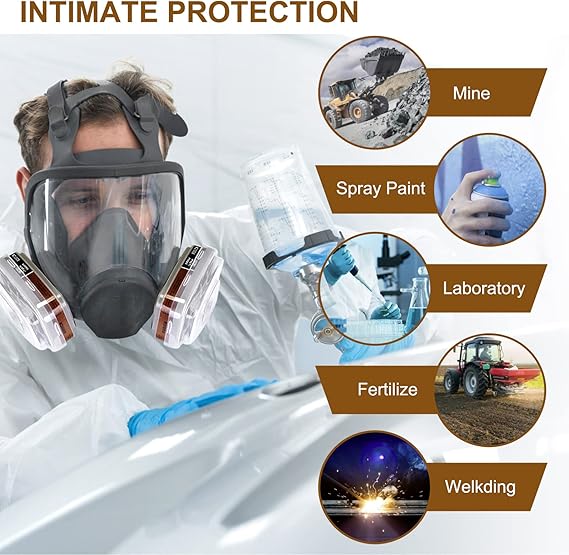 HOLULO Respirаtor Full Face, Oil-Resistant Full Face Masks, Industrial Painting Mask with Double Filters, for Spraying, Organic Vapor, Dust